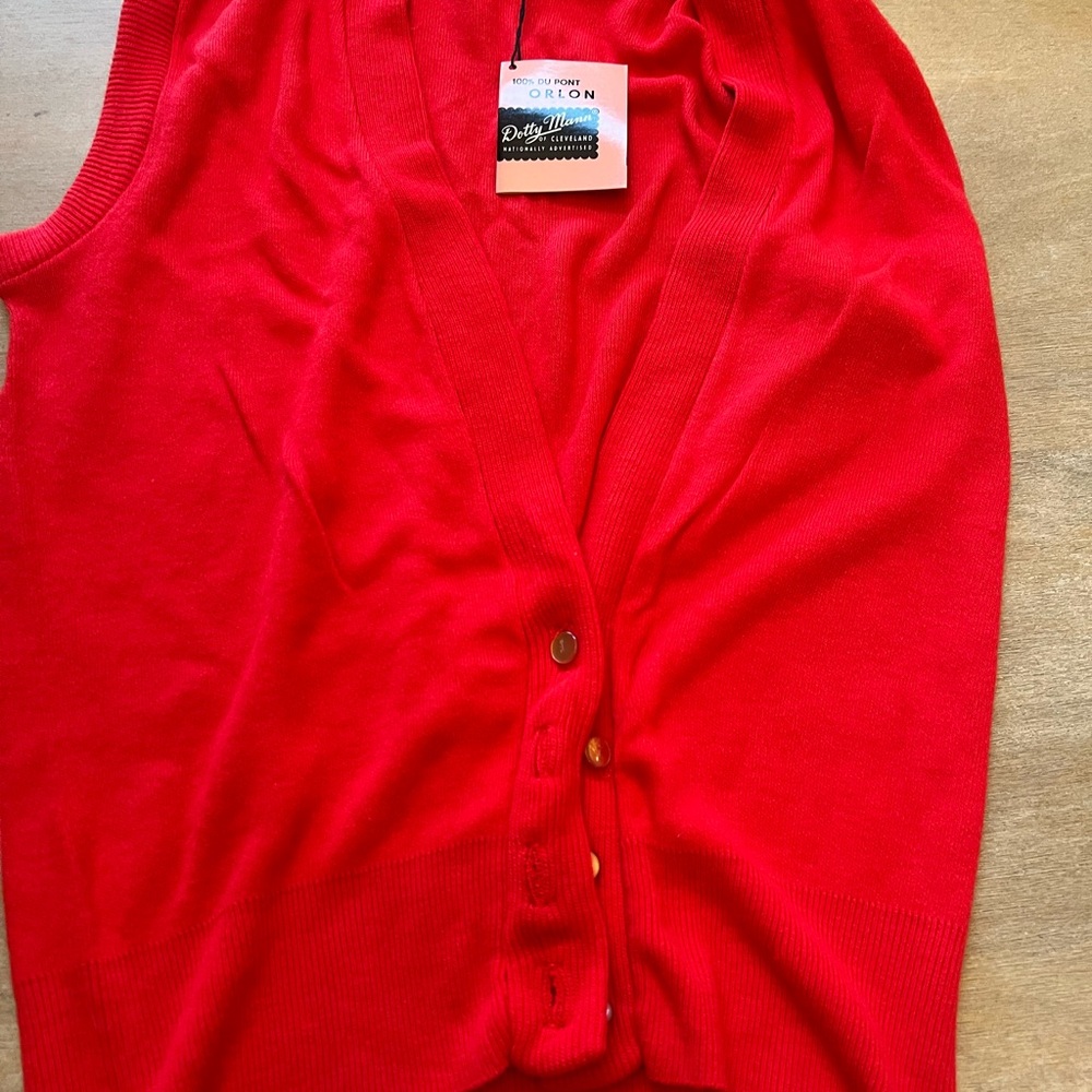 Red V-Neck Button Sweater Vest